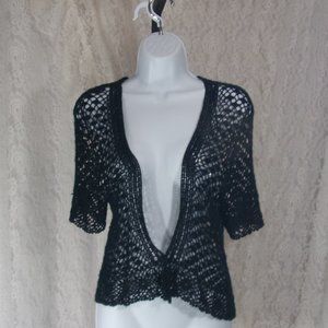 Signature By Sangria Sexy Black Crochet Jacket Top Arm Cover NWOT